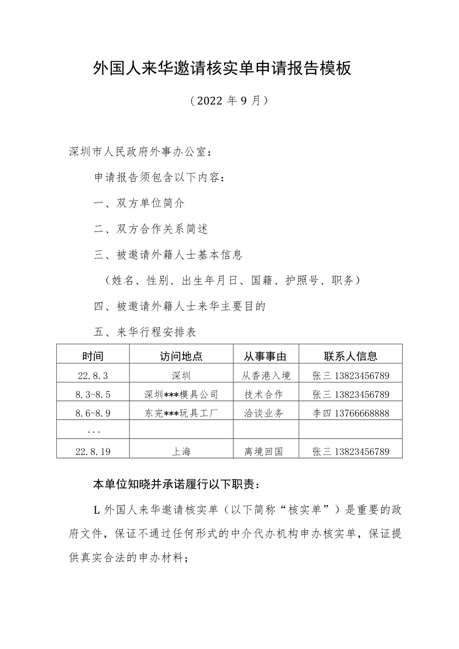 外国人来华签证邀请核实单申请报告.docx_第1页