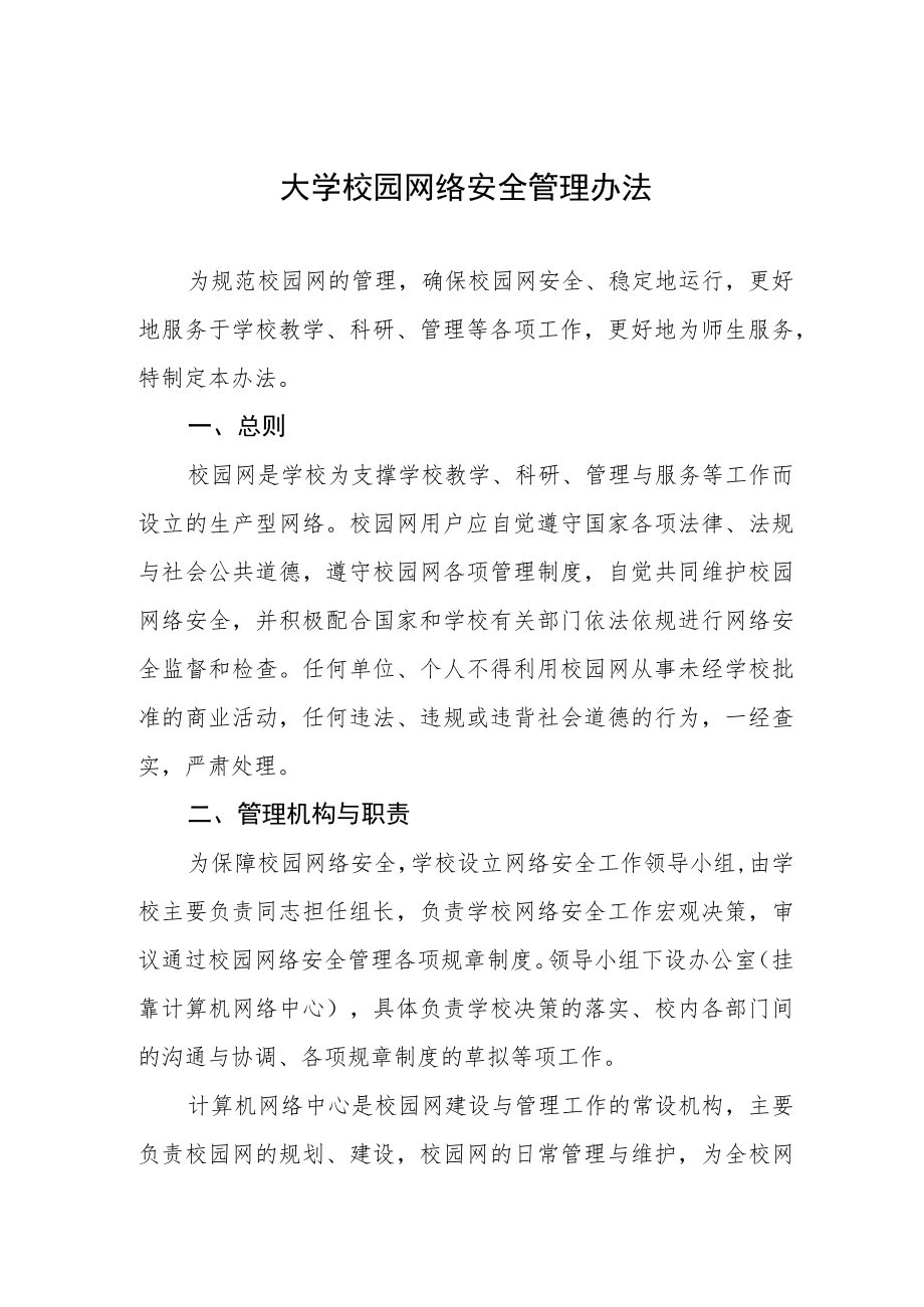 大学校园网络安全管理办法.docx_第1页