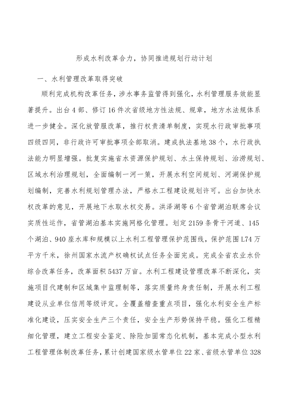 形成水利改革合力协同推进规划行动计划.docx_第1页