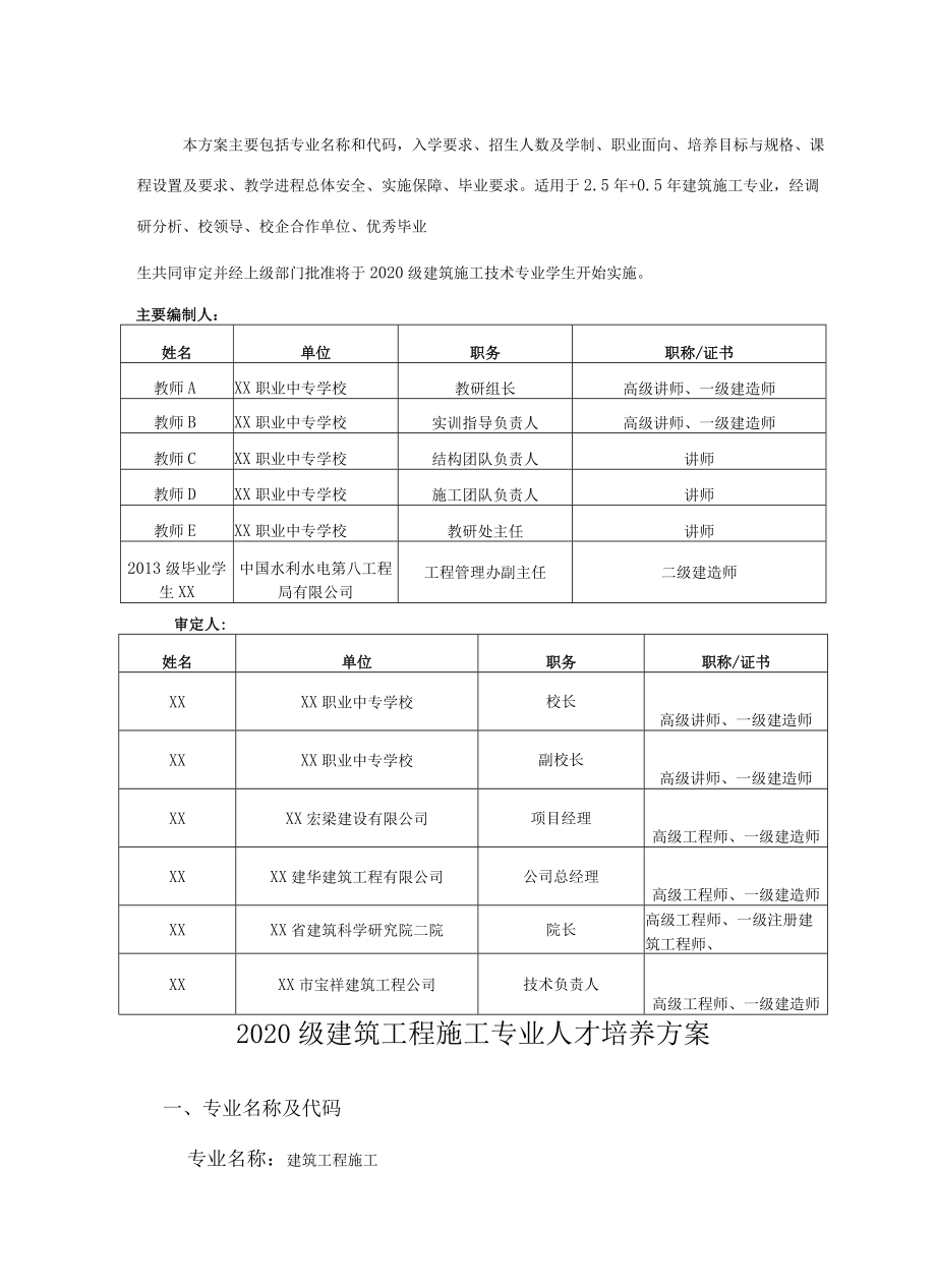 建筑工程施工专业人才培养方案.docx_第3页