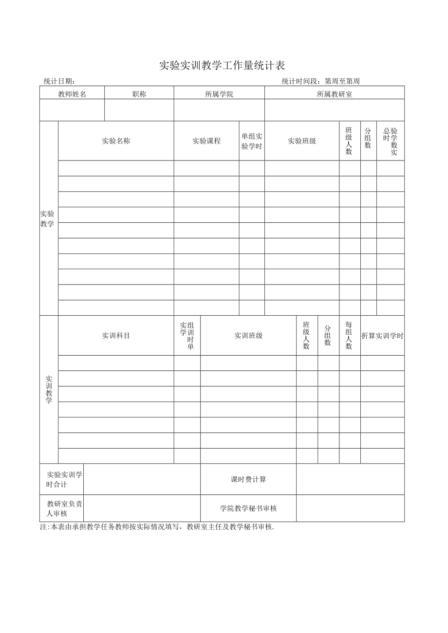 实验实训教学工作量统计表.docx_第1页