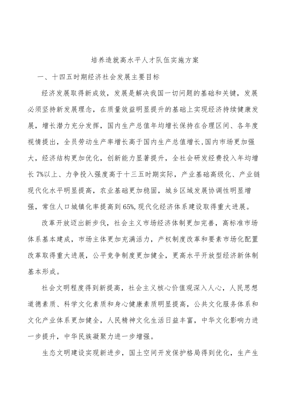 培养造就高水平人才队伍实施方案.docx_第1页