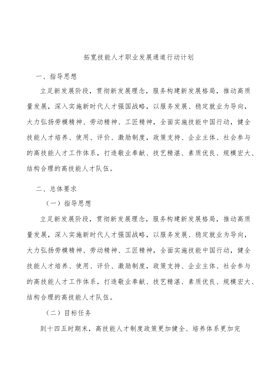 拓宽技能人才职业发展通道行动计划.docx_第1页