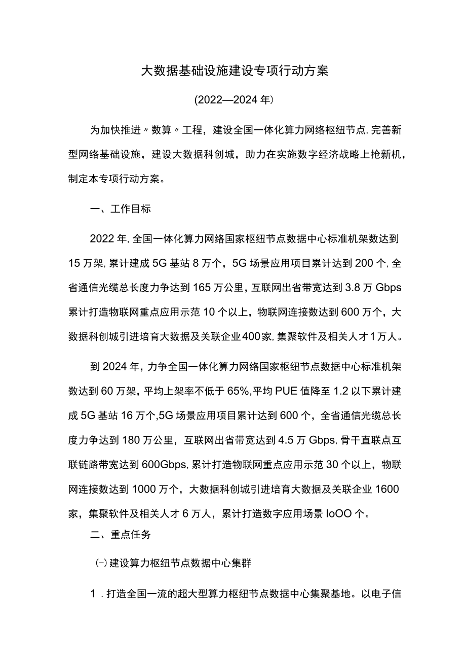 大数据基础设施建设专项行动方案.docx_第1页