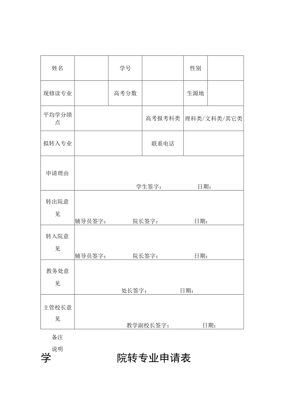 学院转专业申请表.docx_第1页