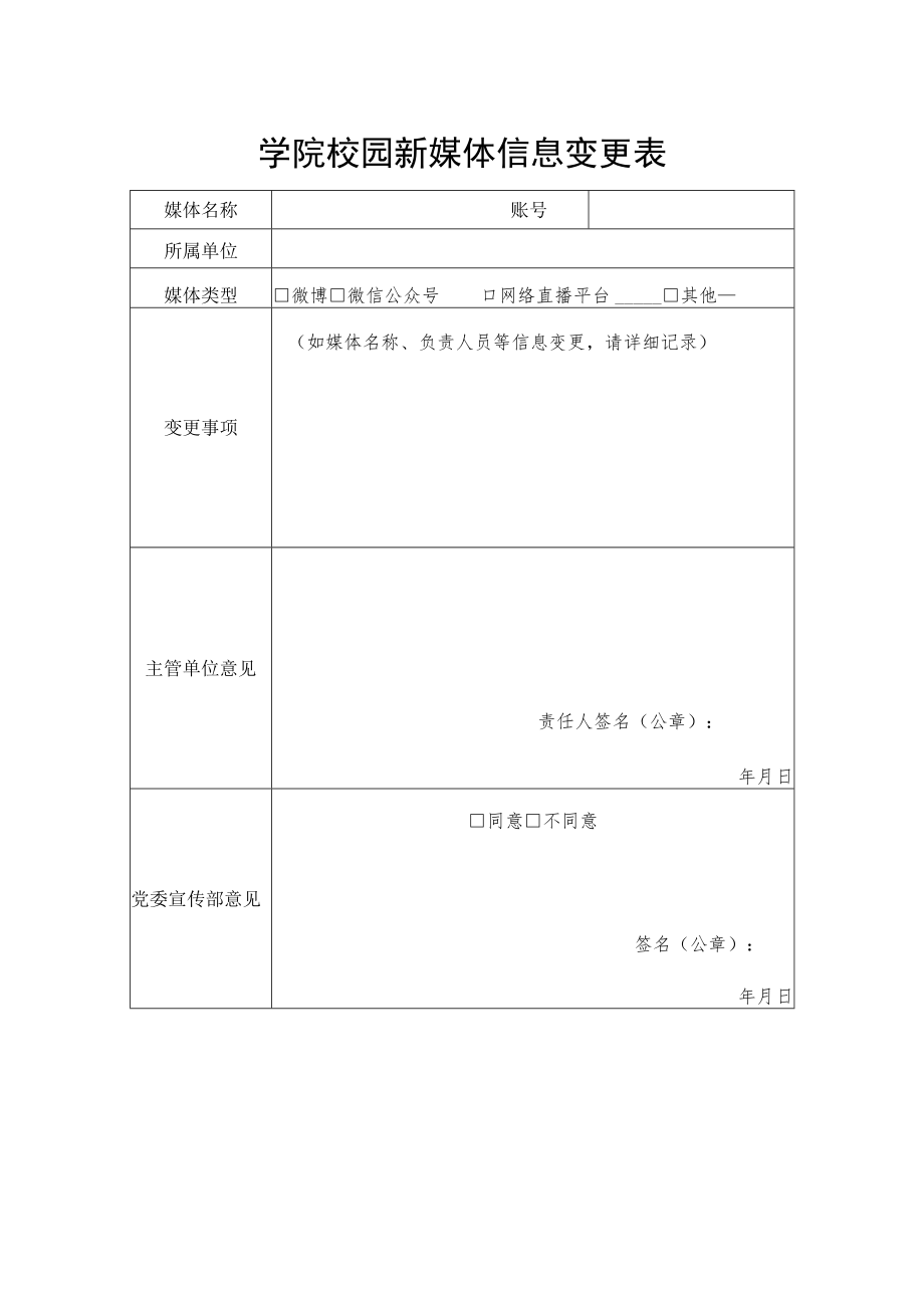 学院校园新媒体信息变更表.docx_第1页