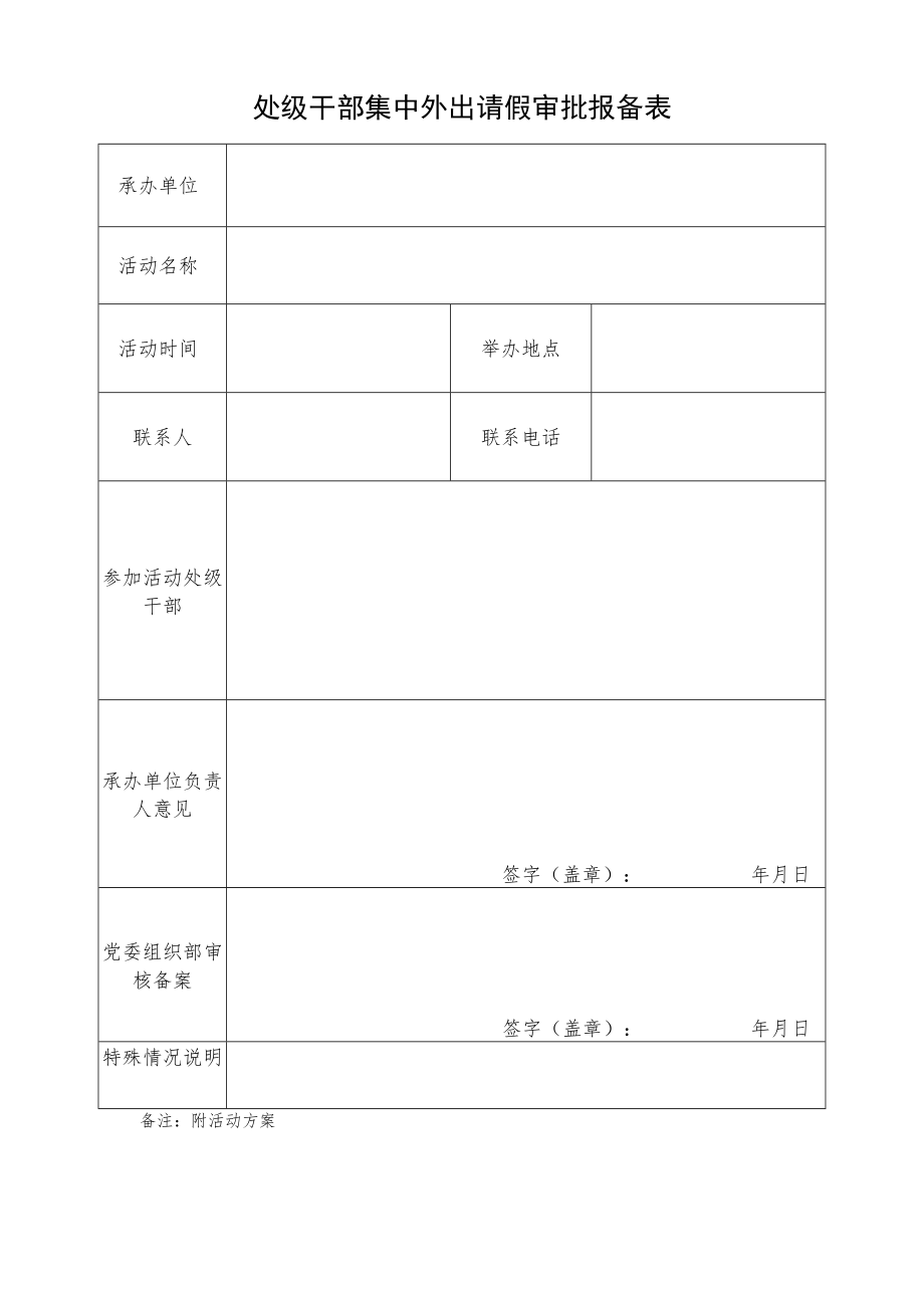 处级干部集中外出请假审批报备表.docx_第1页