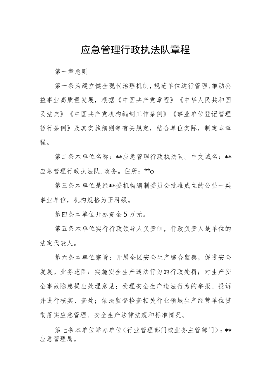 应急管理行政执法队章程.docx_第1页