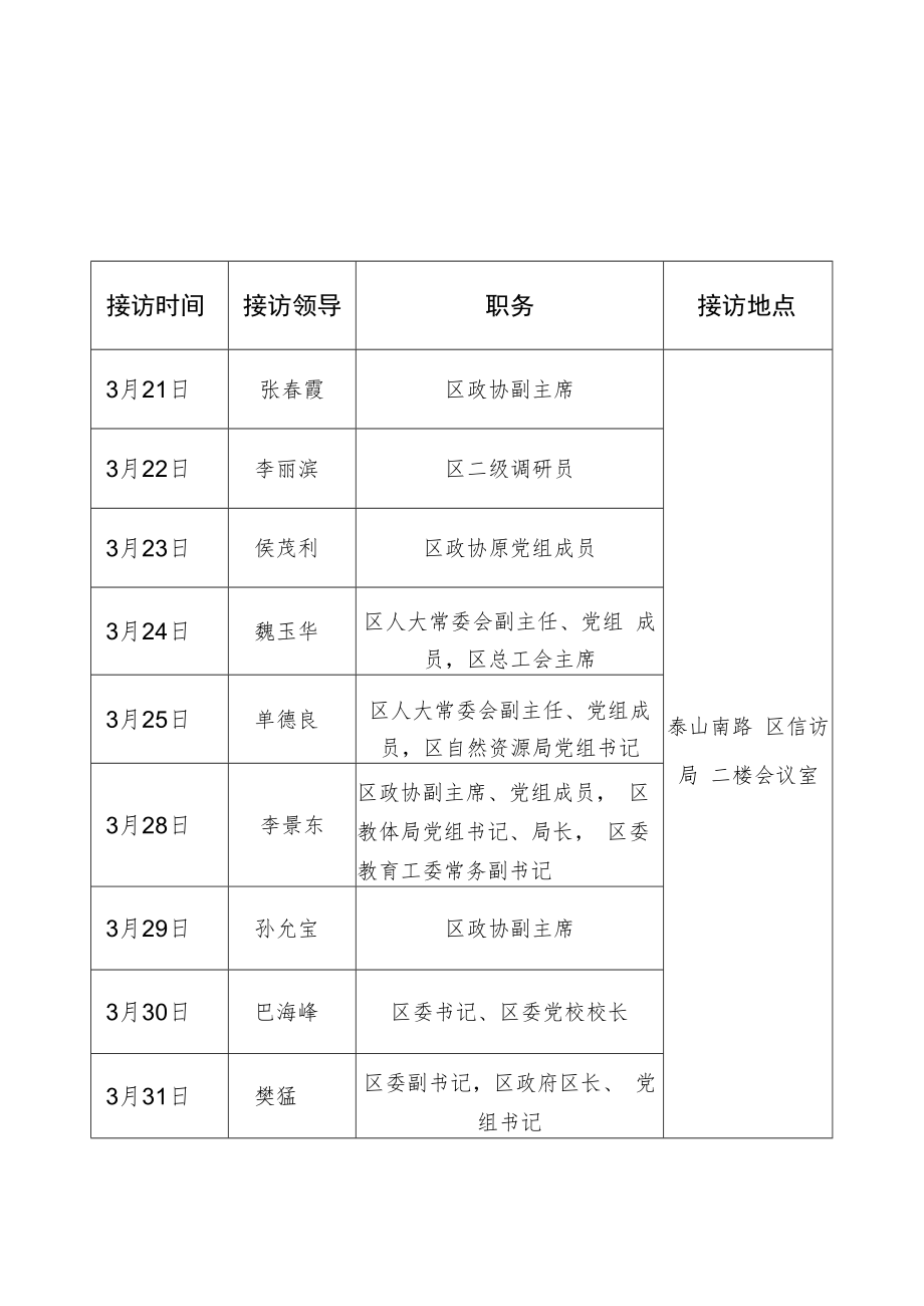 薛城区2022年3月份区级领导干部定期接待群众来访计划表.docx_第3页