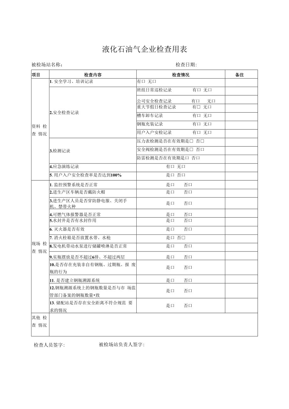 液化石油气企业检查用表.docx_第1页