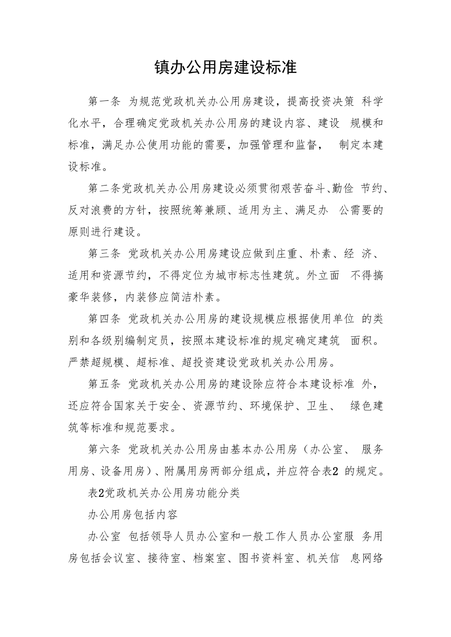 镇办公用房建设标准.docx_第1页