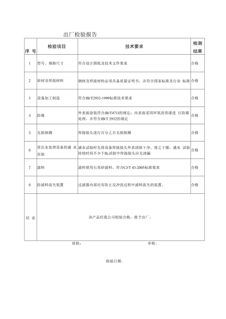 石英砂过滤器出厂检验报告.docx_第3页