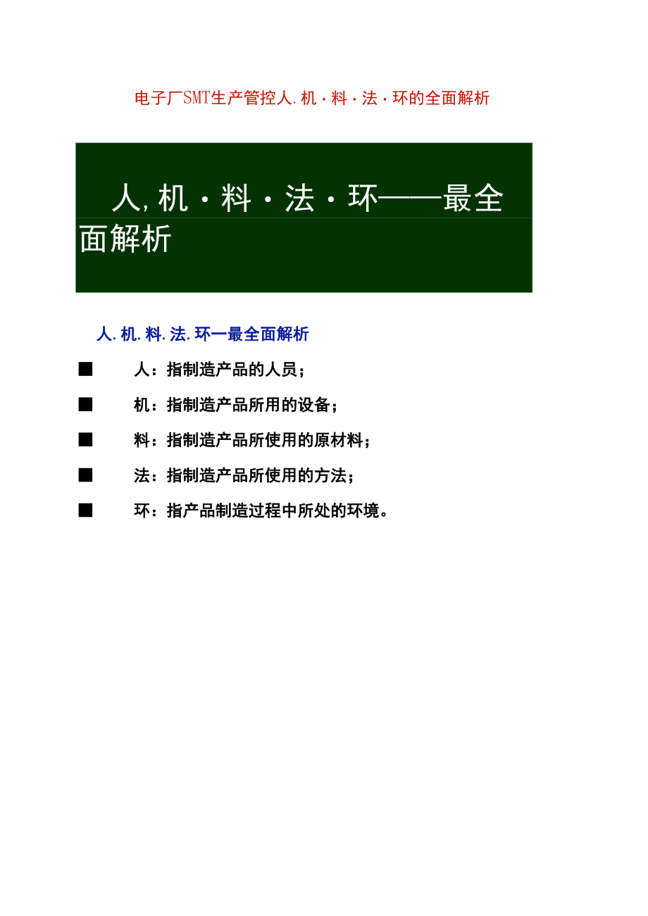 电子厂SMT生产管控人.机.料.法.环的全面解析.docx_第1页