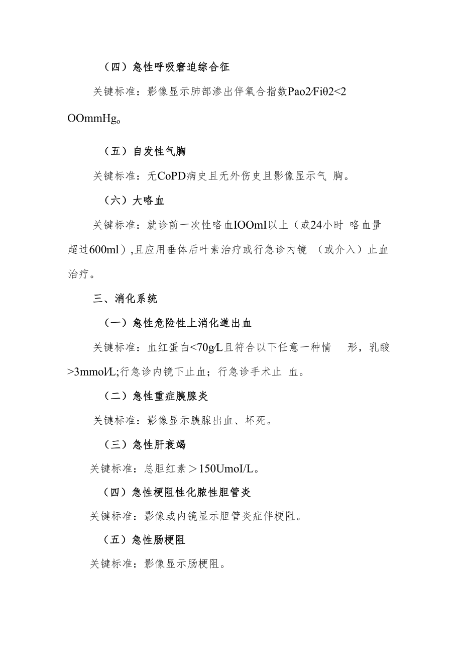 辽宁基本医疗保险急危重病异地就医结算参考病种及关键标准.docx_第3页