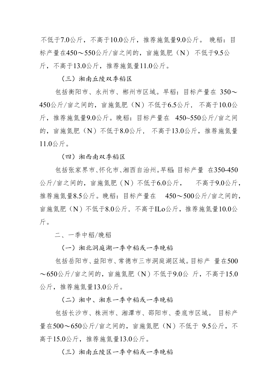 湖南省水稻、玉米、油菜、柑橘产区氮肥定额用量（试行）.docx_第2页