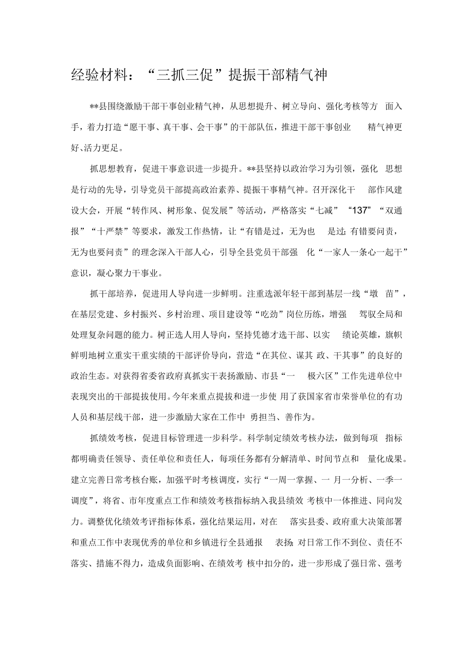 经验材料：“三抓三促”提振干部精气神.docx_第1页