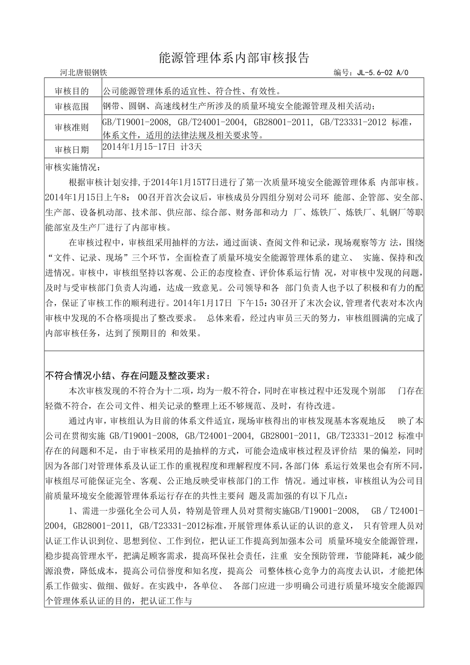 能源管理体系内审报告.docx_第1页