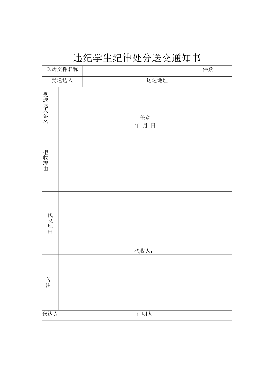 违纪学生纪律处分送交通知书.docx_第1页