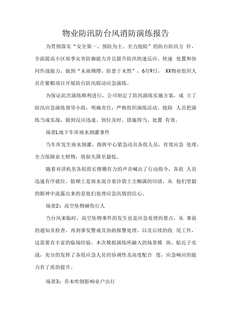 物业防汛防台风消防演练报告.docx_第1页