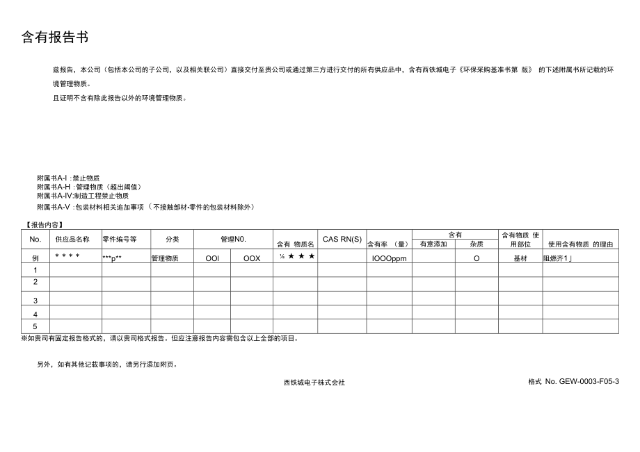 致西铁城电子株式会社西铁城电子集团日本中国各据点环境管理物质不使用证明书／含有报告书.docx_第2页