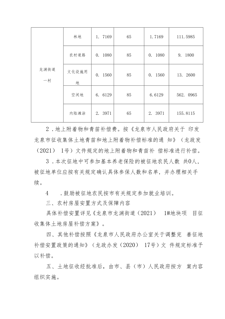 龙泉市龙渊街道20211#地块征地补偿安置方案.docx_第2页