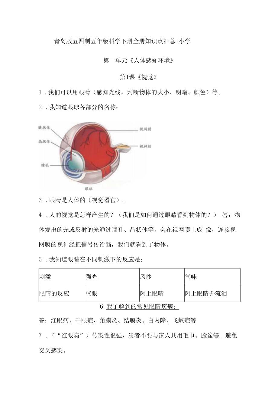 青岛版五四制五年级科学下册全册知识点汇总.docx_第1页