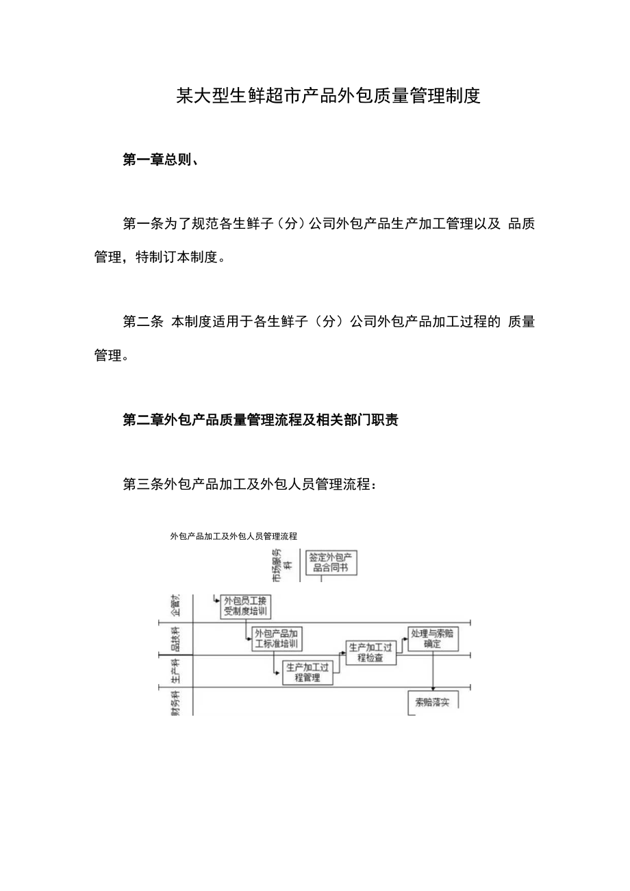 某大型生鲜超市产品外包质量管理制度.docx_第1页