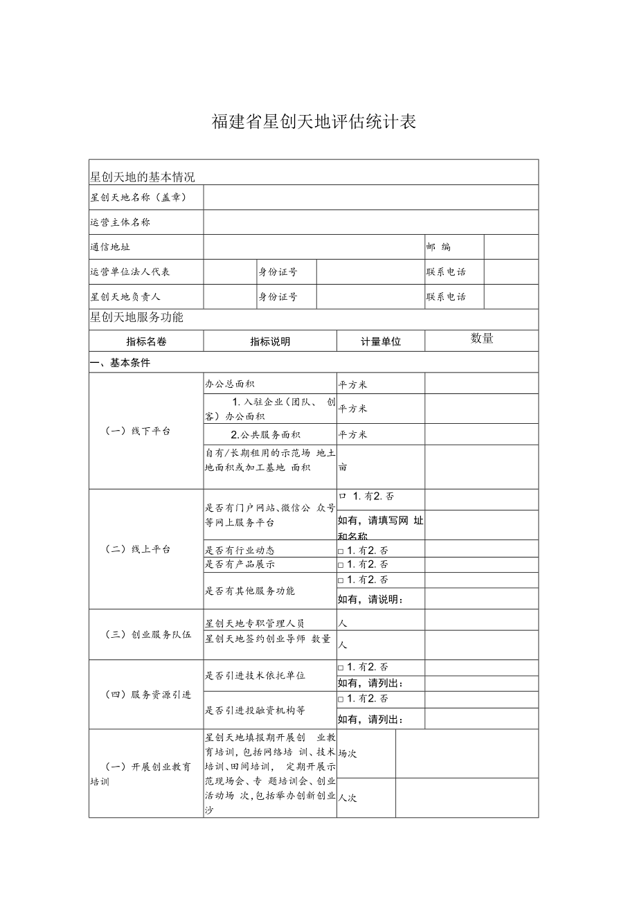 星创天地建设运行情况与业绩报告提纲、评估统计表.docx_第2页