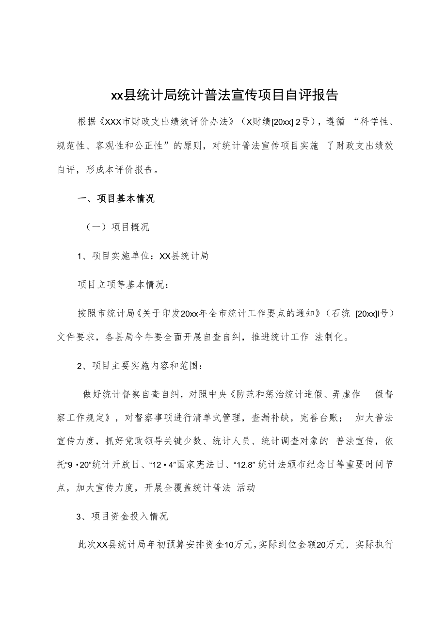 统计普法宣传项目自评报告.docx_第1页