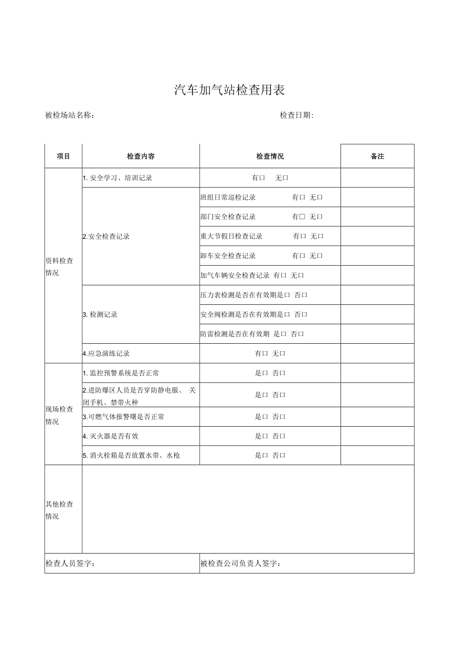 汽车加气站检查用表.docx_第1页