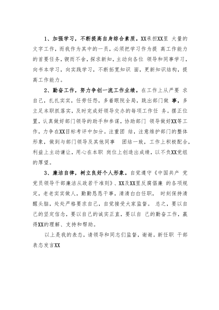 新任职干部表态发言.docx_第2页