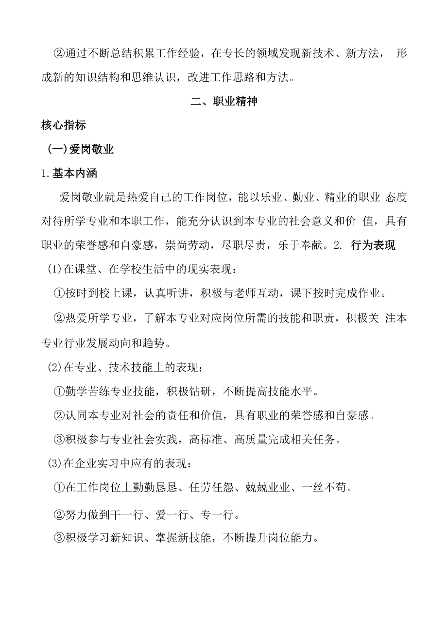 职业素养指标内涵及主要表现(举例)一、职业行为.docx_第2页