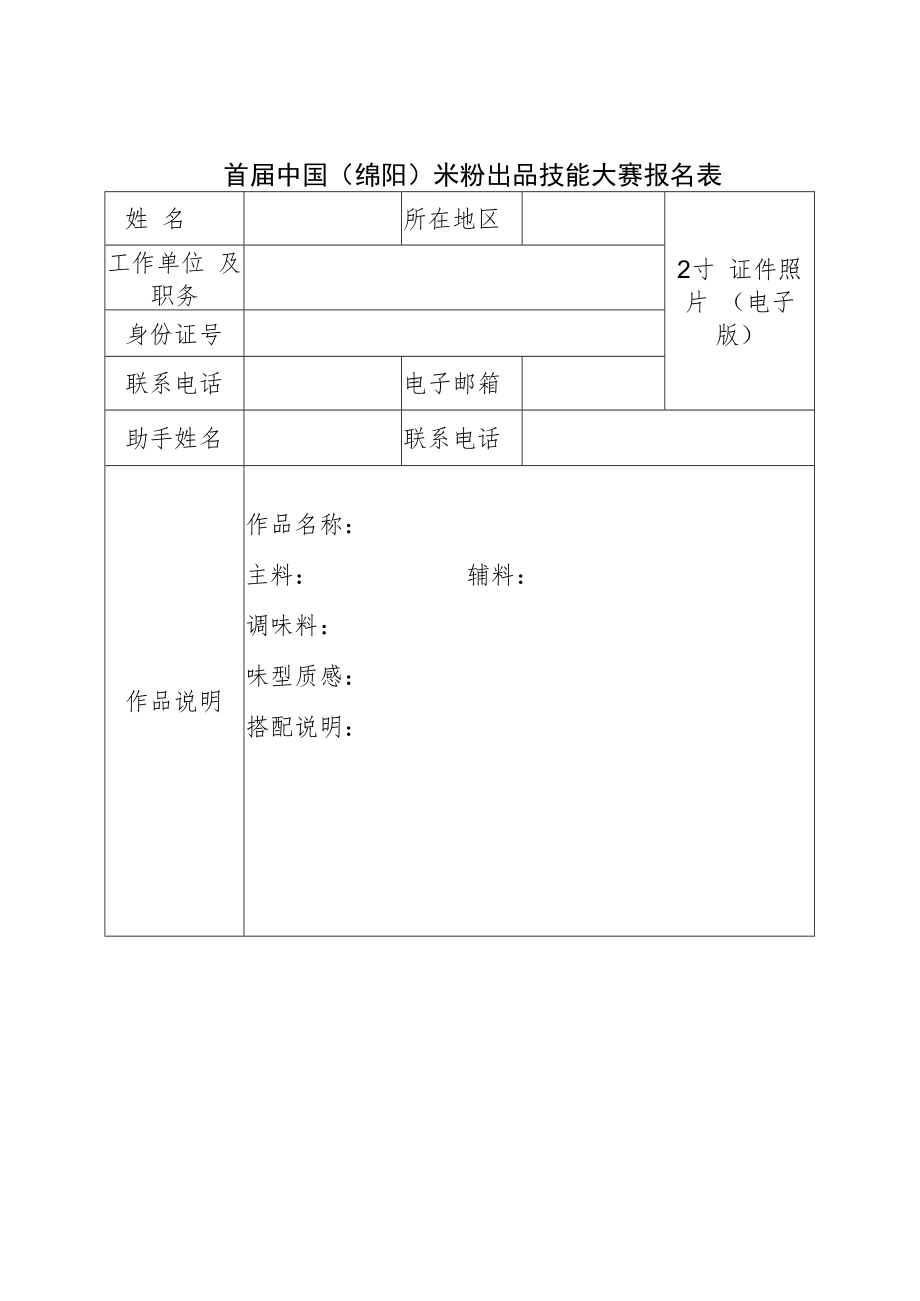 首届中国绵阳米粉出品技能大赛报名表.docx_第1页