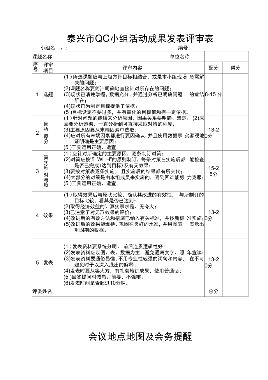 泰兴市QC小组活动成果发表评审表.docx_第1页