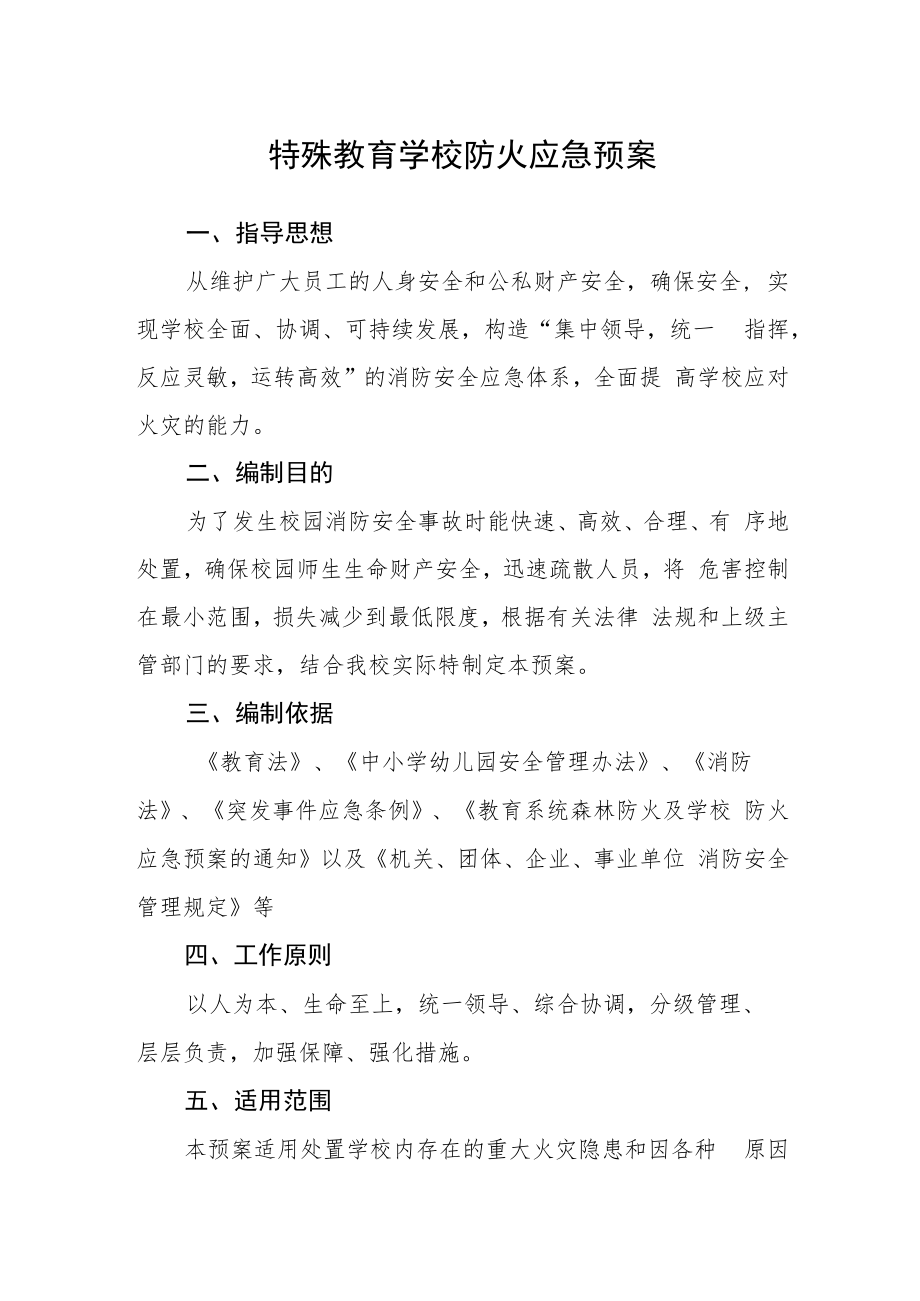 特殊教育学校防火应急预案.docx_第1页