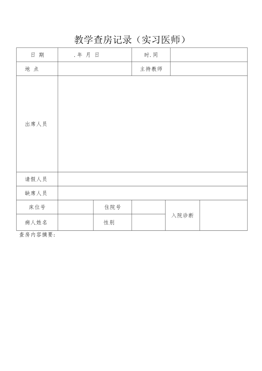 教学查房记录（实习医师）.docx_第1页