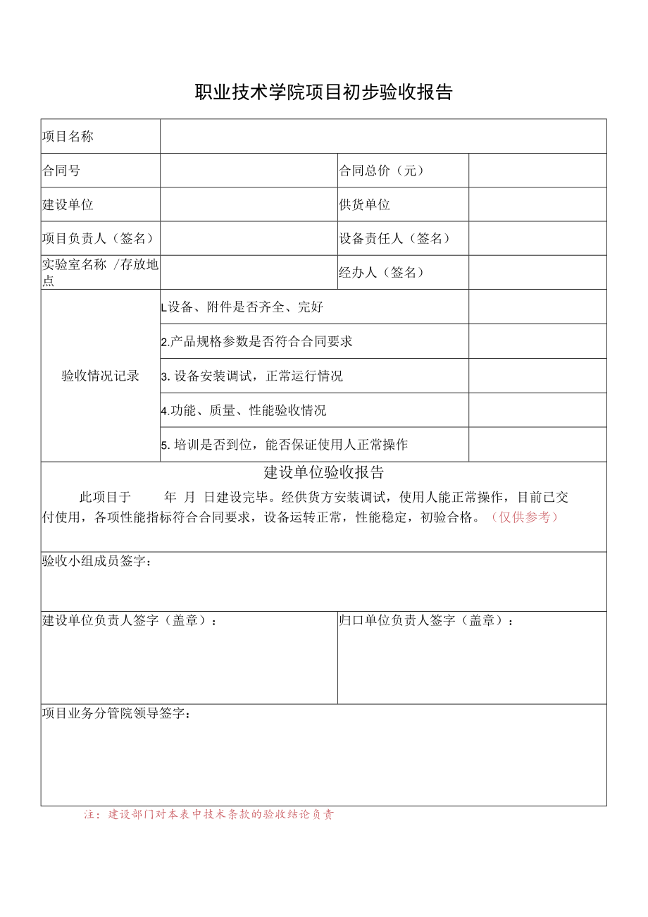 职业技术学院项目初步验收报告.docx_第1页