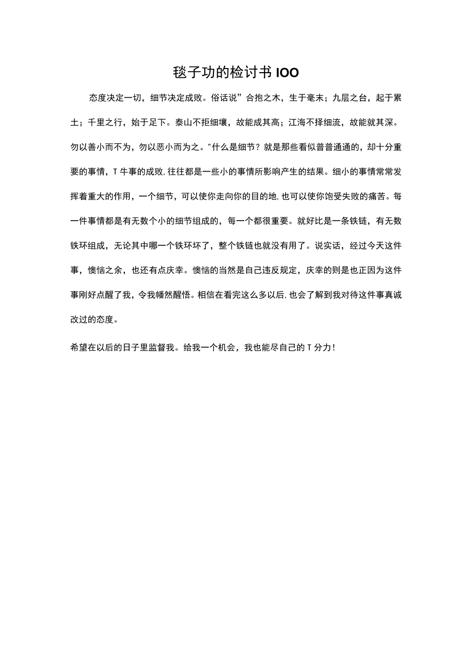 毯子功的检讨书100.docx_第1页