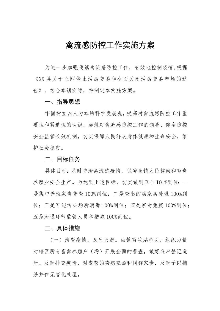 禽流感防控工作实施方案.docx_第1页