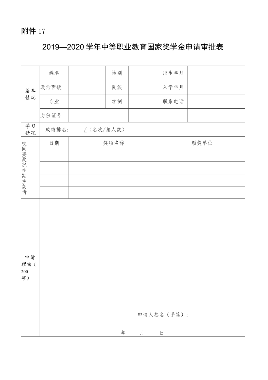 学年国家奖学金申请审批表.docx_第1页