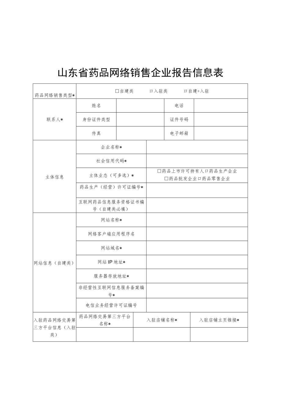 山东省药品网络交易第三方平台备案表、网络销售企业报告信息表、链接网址.docx_第3页