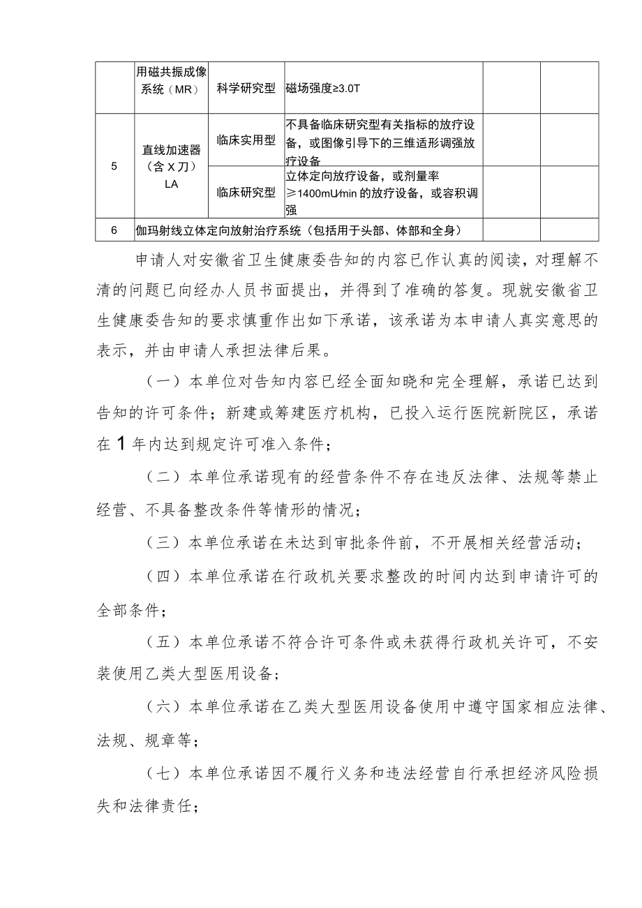 安徽省社会办医乙类大型医用设备配置许可承诺书.docx_第2页