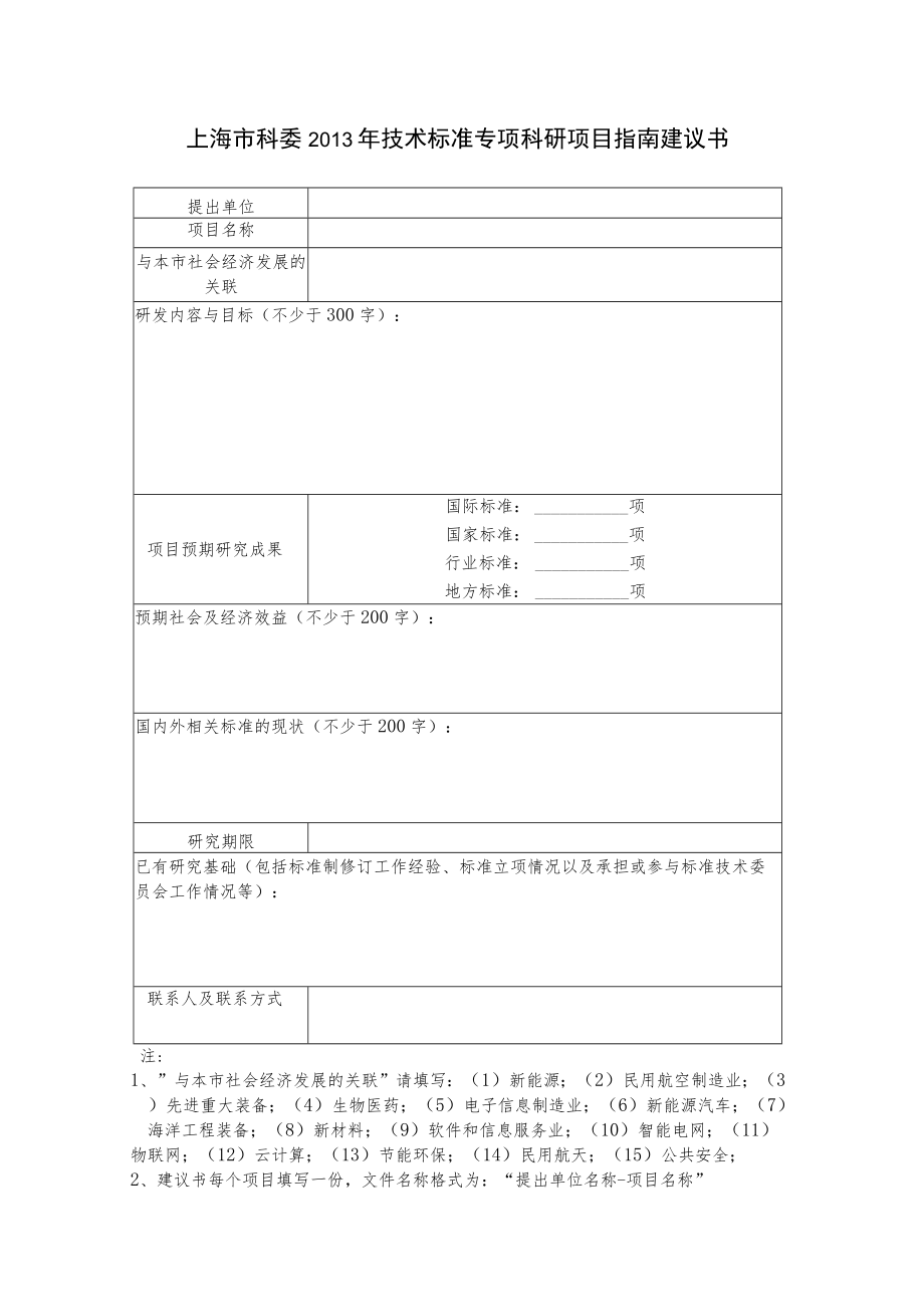 上海市科委2013年技术标准专项科研项目指南建议书.docx_第1页