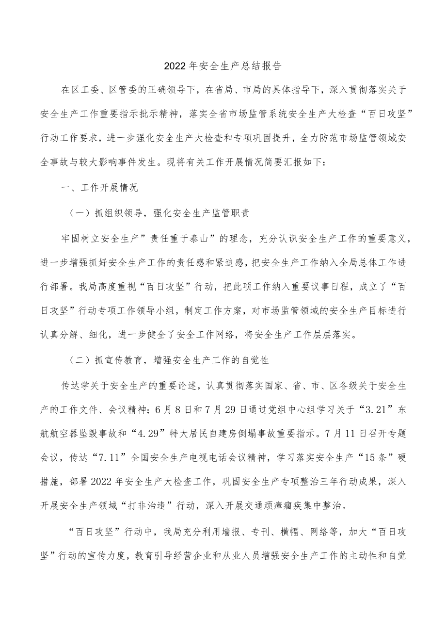 2022年安全生产总结报告.docx_第1页