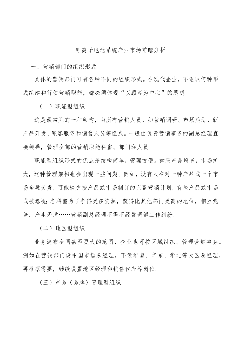 锂离子电池系统产业市场前瞻分析.docx_第1页