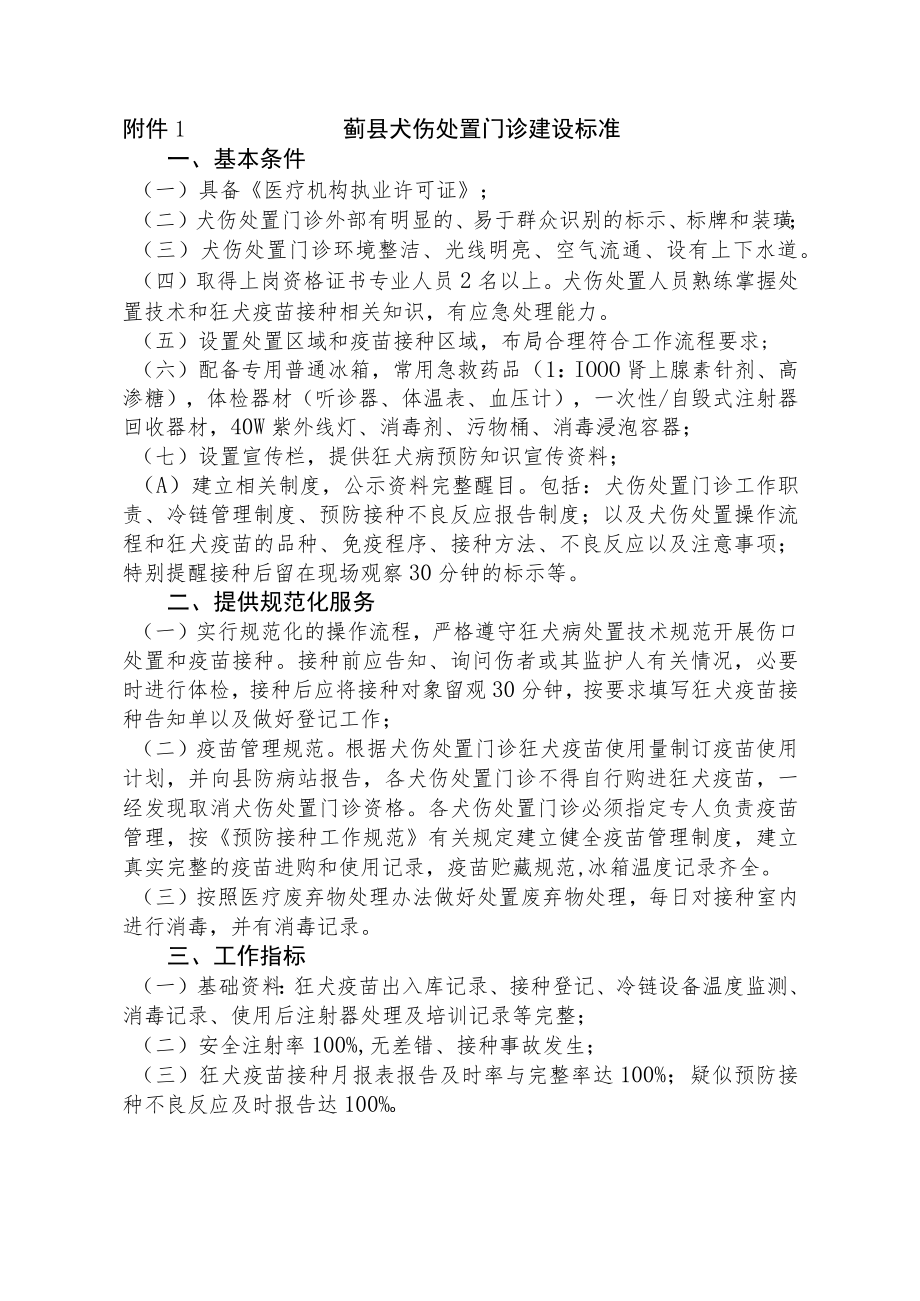 蓟县犬伤处置门诊建设标准.docx_第1页