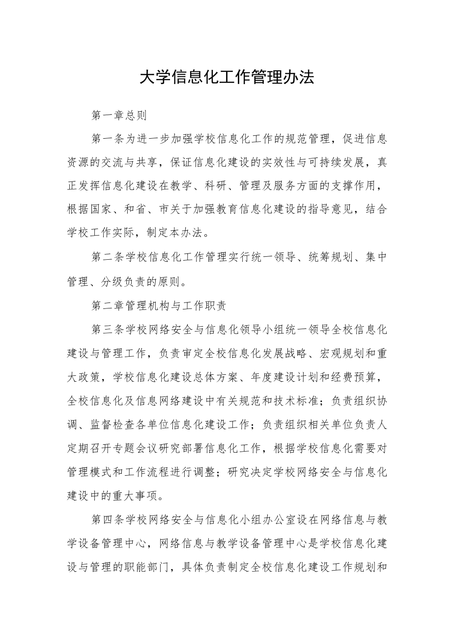 大学信息化工作管理办法.docx_第1页