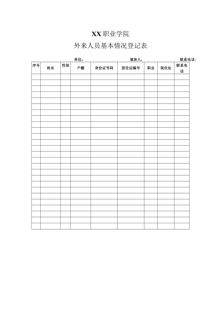 XX职业学院校内外来人员管理情况排查表.docx_第2页