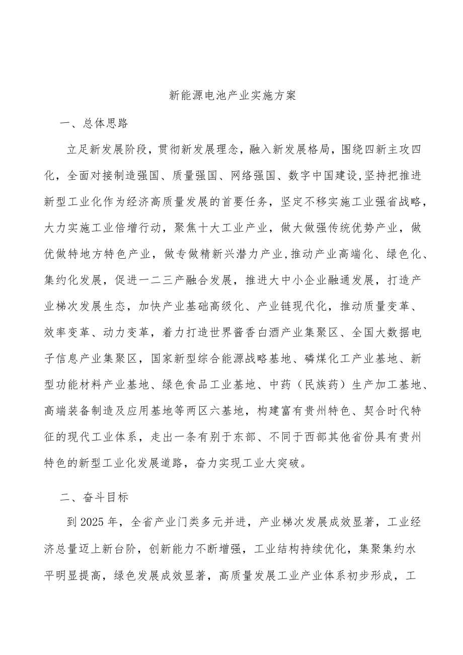 新能源电池产业实施方案.docx_第1页