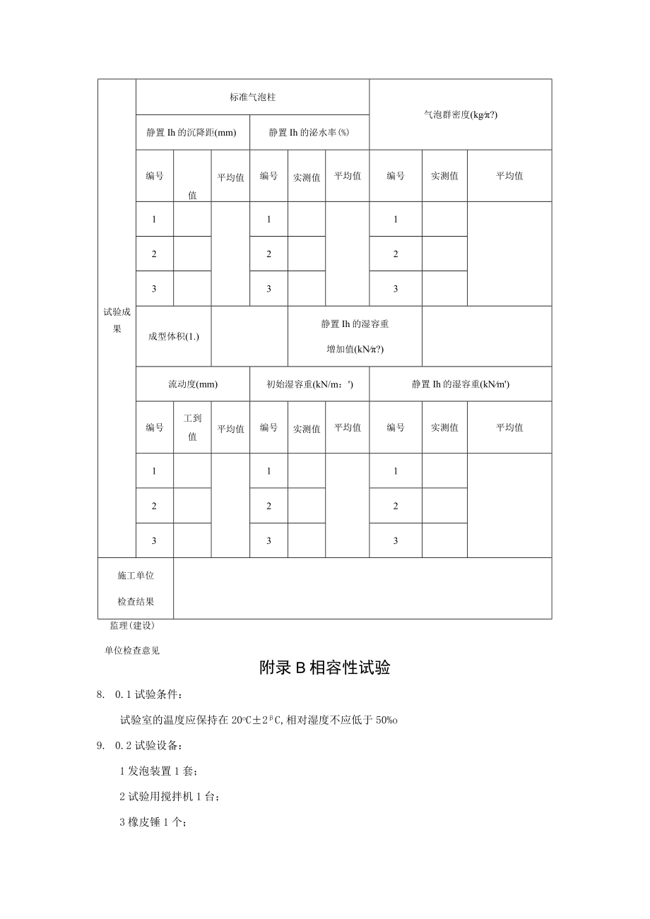 公路泡沫轻质土发泡剂性能、相容性、湿容重、流动度、表干容重、饱水容重、强度试验、浇筑施工、质量检验验收记录.docx_第3页